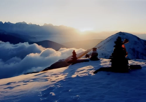 sunrise over mountain from pikey Peak Summit , best short Himalayan Trek